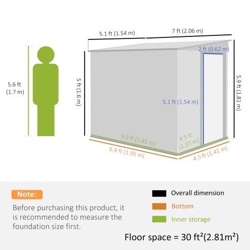 Outsunny 7 x 5FT Galvanised Metal Garden Shed with Foundation, Lean to Shed, Tool Storage House with Sliding Doors, 2 Vents, Adjustable Shelves and Hooks, Dark Grey