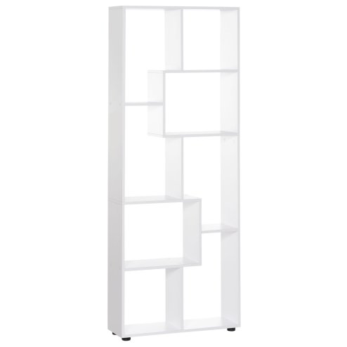 HOMCOM 8-Tier Freestanding Bookcase w/ Melamine Surface Anti-Tipping Foot Pads Home Display Storage Grid Stand Bedroom Living Room Furniture Modern Style 
