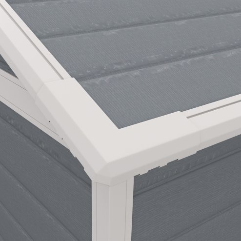 Outsunny 6 x 4.5FT Plastic Garden Shed with Floor, Lockable Tool Storage House with Window, Vent and Plastic Roof, Grey