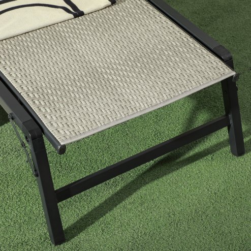 Outsunny Foldable Outdoor PE Rattan Sun Lounger, Patio Wicker Recliners Lounge Chair w/ 5-Level Adjustable Backrest, for Poolside, Garden, Mixed Grey