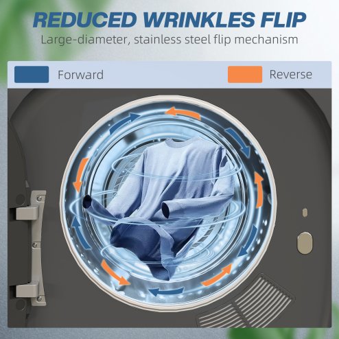 HOMCOM 4kg Vented Tumble Dryer with Deodorize, Smart Mode, 800W Compact Tumble Dryer with Stainless Steel Tub, Front Load, for Flat, Home, RVs, Grey