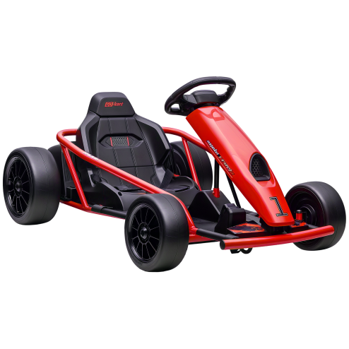 HOMCOM 24V Electric Go Kart for Kids, Drifting Ride-On Racing Go Kart with Slow Start, Music, Horn Honking and Safety Belt, for 8-12 Years Old, Red Image