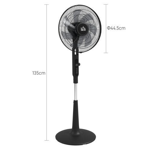 HOMCOM Quiet Pedestal Fan, 17.5 Inch Standing Fan with 28 Speeds, 3 Modes, 75 Degree Oscillation, 12-Hour Timer, Adjustable Height, Mosquito Repellent Function for Bedroom, Home Office, Black