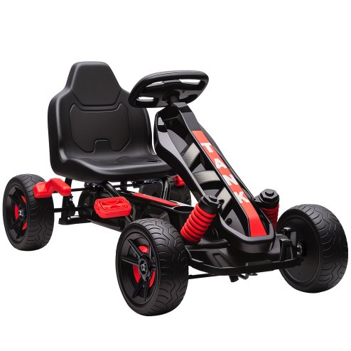 AIYAPLAY Pedal Go Kart, Ride on Racer with Freewheel System, Brake, Non-Slip EVA Wheels, Metal Frame, Go Kart for Kids Ages 3-6 Years, Red Image