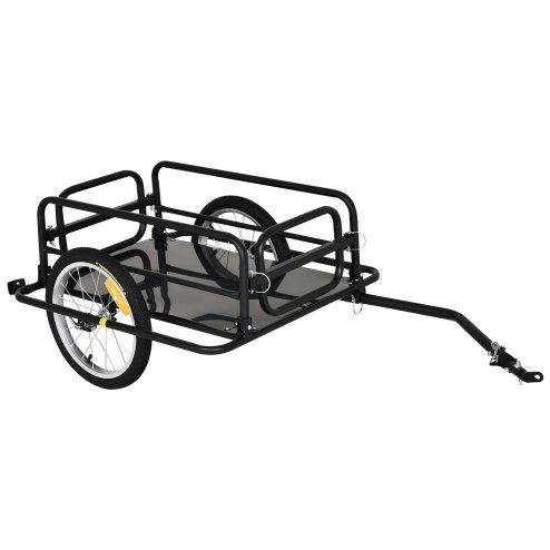 HOMCOM Bike Trailer Cargo in Steel Frame, Extra Bicycle Storage Carrier with Hitch (Black) Image