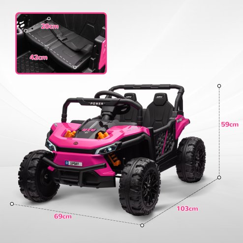 AIYAPLAY Kids Ride on Car, 12V Battery Powered Electric Truck with Remote Control, 4 Suspension Wheels, Horn, Lights, Music, USB, for Ages 3-5 Years, Pink