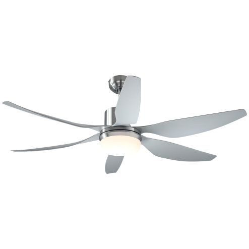 HOMCOM Reversible Ceiling Fan with Light, 6 Blades Indoor Modern Mount LED Lighting Fan with Remote Controller, for Bedroom, Living Room, Silver