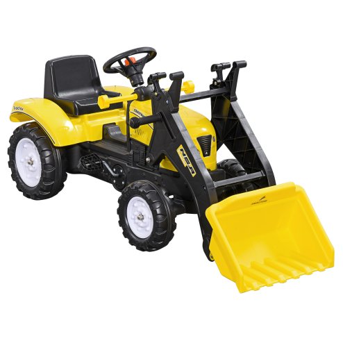 HOMCOM Pedal Go Kart Ride On Excavator W/ Front Loader Digger Four Wheels Child Toy, for 3 Years Old Image