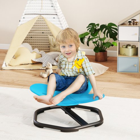 AIYAPLAY Sensory Spinning Chair for Kids, Butterfly-Shaped Swivel Chair for Balance and Coordination Training, Multi-Position Spinning Seat with Non-Slip Base, Blue Image