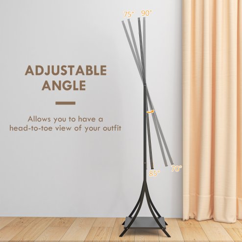 HOMCOM Full Length Mirror, Free Standing Floor Mirror, Full Body Mirror with Adjustable Angle and Storage Shelf for Living Room, Bedroom, Hallway, 108 x 37cm, Black