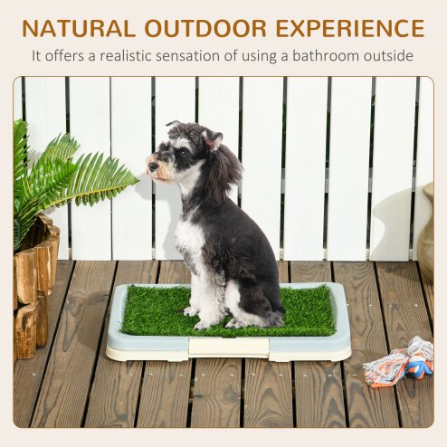 PawHut Dog Toilet, Puppy Training Pad Indoor, Portable Puppy Pad with Artificial Grass, Grid Panel, Tray, 46.5 x 34cm