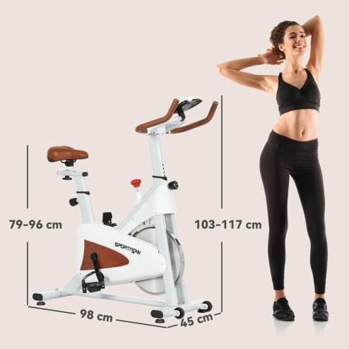 SPORTNOW Indoor Exercise Biker, Quiet Stationary Bike, Stylish Cycling Machine with Adjustable Seat and Resistance, LCD Monitor, Tablet Holder, for Home Gym Cardio Workout, White