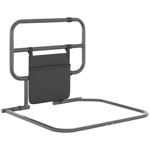 HOMCOM Large Safety Bed Rail for Elderly Adults, Heavy Duty Folding Bed Assist Rail with Storage Pocket for Disabled, Pregnant, Black