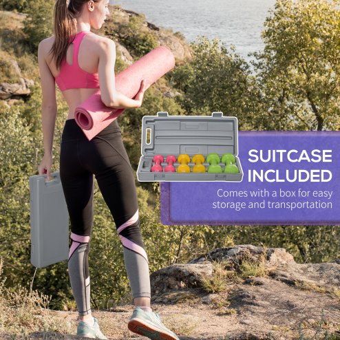 HOMCOM 6kg Dumbbell Set with Suitcase, Fitness Weights Dumbbells Set for Men and Women Home Gym, Workout