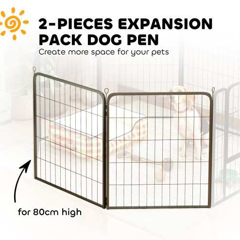 PawHut Dog Pen, 2 Panel Puppy Pen, Portable, Detachable, For Medium Dogs, 60cm Tall, Black