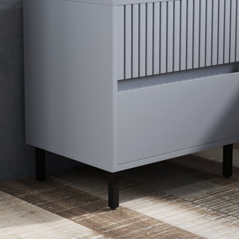 HOMCOM Bedside Table, Side Table with 2 Drawers, Bedside Cabinet with Storage and Steel Legs for Bedroom, Living Room, Grey