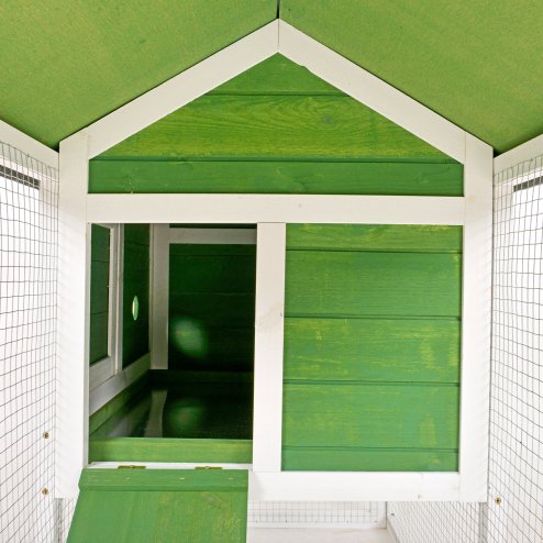 PawHut 2 Tiers Rabbit Hutch and Run Wooden Guinea Pig Hutch Outdoor with Sliding Tray, Ramp, Water-resistant Roof, for 2-4 Rabbits, Green