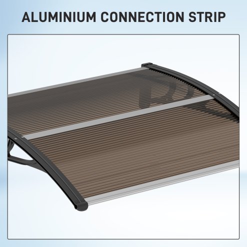 Outsunny Front Door Canopy Outdoor Awning Aluminium Rigid Plastic Polycarbonate Rain Shelter UV Water Rain Resistant 120 x 75cm
