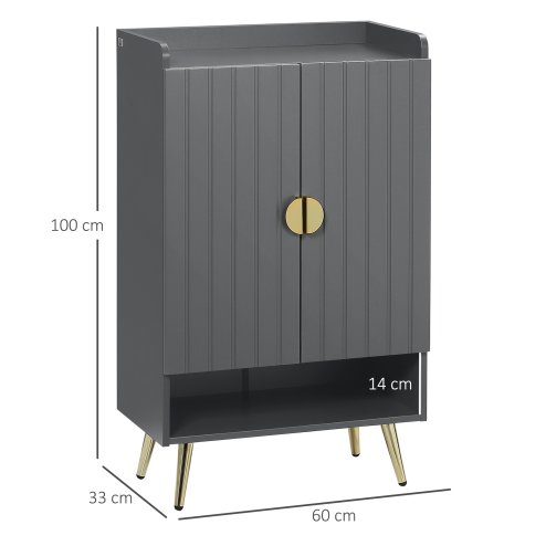 HOMCOM Modern Shoe Cabinet with 2 Doors, Open Shelf and Adjustable Shelves, 15 Pair Hallway Shoe Cupboard, Entryway Storage Unit