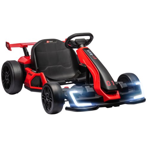 HOMCOM 24V Electric Go Kart for Kids, Ride On Racing Kart with Adjustable Seat, Battery Powered Drifting Ride On Car with Music, Light, Slow Start, Button Start, Horn, for 6-12 Years, Red Image