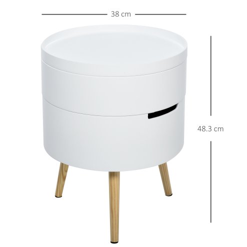 HOMCOM 3-Tier Coffee Table, Round End Table with 2 Hidden Compartments and Detachable Tray, Side Table with Storage for Living Room