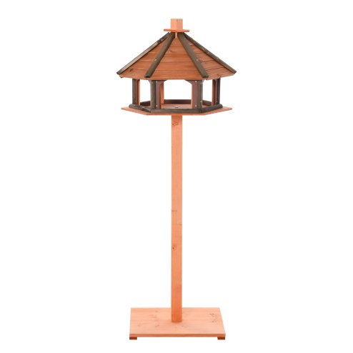 PawHut Wooden Bird Table Bird Feeding Station Playstand with Roof 130Hcm for Outdoor Brown Image