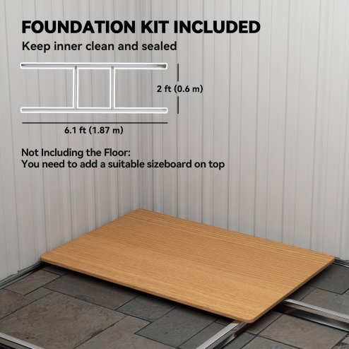 Outsunny 7 x 4ft Outdoor Storage Shed with Foundation Kit, Lean to Metal Garden Shed for Log, Rubbish Bin, Tool, Lawnmower, Bike, Patio and Lawn Use, Black