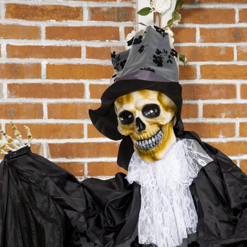 Outsunny 189cm Life Size Outdoor Halloween Decorations Ghost Bridegroom, Animated Prop Animatronic Decor with Sound and Motion Activated, Light Up Eyes, Howling Sound