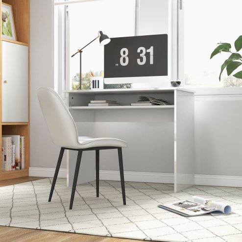 HOMCOM Modern Computer Desk, Home Office Table, Small Writing Desk with Storage Shelf, 90 x 50cm