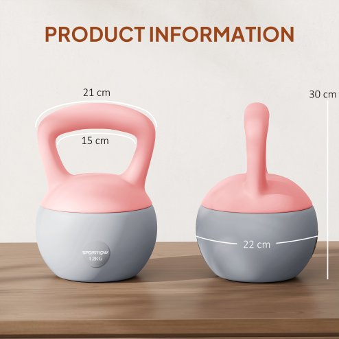 SPORTNOW Soft Kettlebell, 12kg Kettle Bell with Non-Slip Handle for Home Gym Weight Lifting and Strength Training