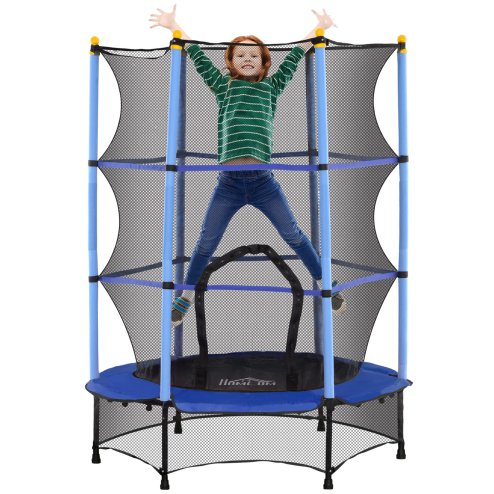 HOMCOM 4.6FT Kids Trampoline with Safety Enclosure, 55