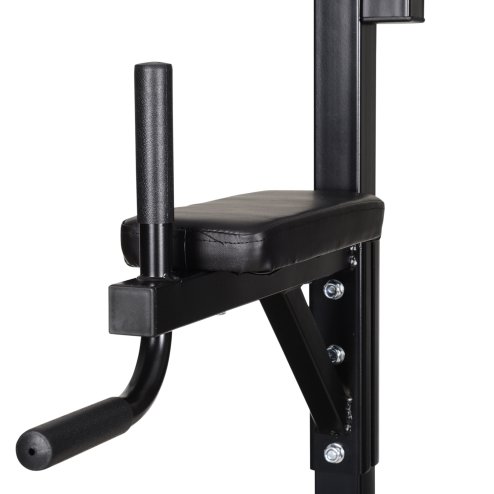 HOMCOM Home Gym Power Tower with Bench and Punching Bag, Multi-Function Adjustable Dip Sit Up Workout Station Equipment Heavy Duty for Home