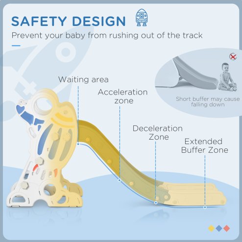 AIYAPLAY Kids Slide Freestanding Toddler Slide Space Theme for Indoor Outdoor Ages 1.5-3 Years - Blue