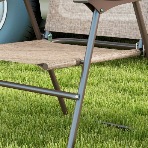 Outsunny Folding Chairs Set of 2, Garden Chair with Armrest, Breathable Mesh Fabric Seat, Camping Sports Chairs for Adults, Mixed Brown