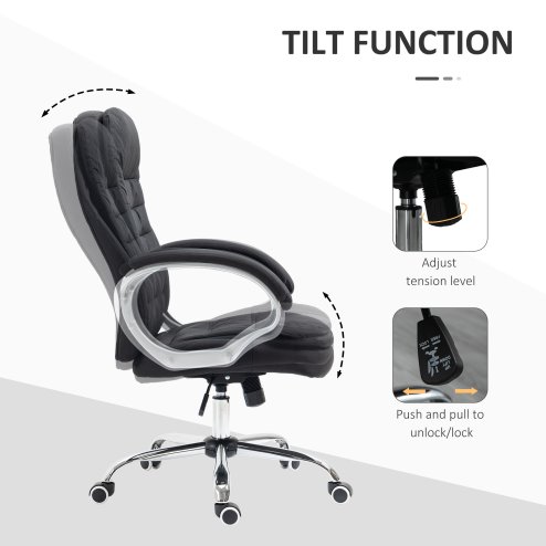 HOMCOM Office Chair Computer Chair Executive Office Chair with Height Adjustable, Comfortable Desk Chair for Home Office Fabric Black