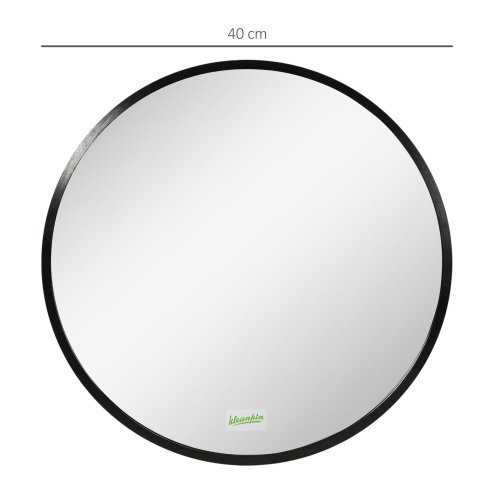 kleankin Large Modern Round Mirror, Wall-mounted Bathroom Mirror, Vintage Art Makeup Mirror for Entryways, Black, 40x40 cm