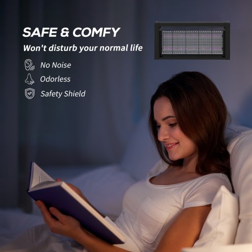 HOMCOM Powerful Fly Zapper with Infrared Light, Hanging/ Freestanding 8W Insect Mosquito Bug Zapper, Fly Killer for Indoor Use, Black