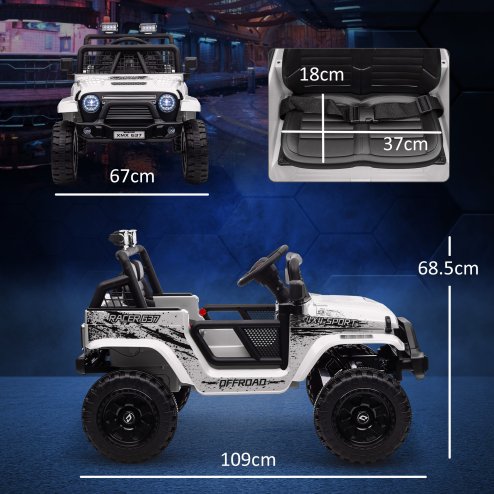 AIYAPLAY Kids Ride On Car, 12V Battery Powered Electric Truck with 4 Spring Suspension Wheels, Parental Remote Control, Music Horn LED Lights, White
