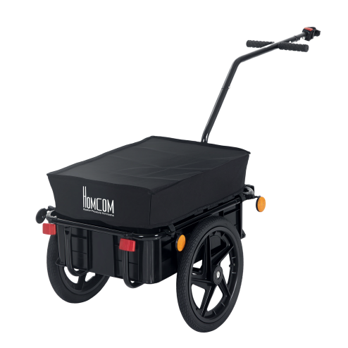 HOMCOM Bicycle Trailer Cargo Jogger Luggage Storage Stroller with Towing Bar - Black Image