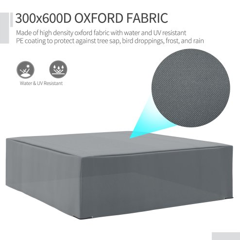 Outsunny 600D Oxford Outdoor Garden Furniture Sofa Set Cover, Waterproof Anti-UV Rattan Sun Lounger Protection Protector Cover, 225L x 210W x 70Hcm, Grey