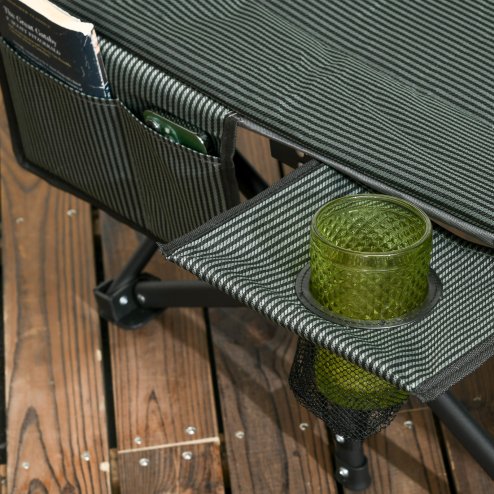 Outsunny Camping Bed for Adults, Single Folding Camp Bed, Padded Portable Camping Cot for Sleeping, with Carry Bag, Side Pocket and Cup Holder for Outdoor, Travel, Fishing, Grey