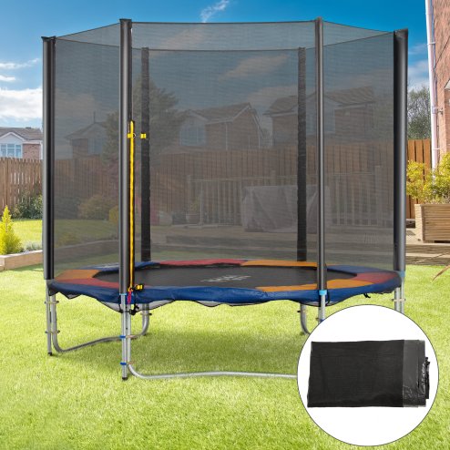 HOMCOM 10ft Trampoline Net Replacement Safety Net Enclosure Net Spare w/ 6 Poles