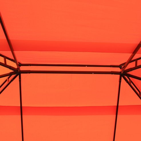 Outsunny 4 x 3 m Aluminum Garden Gazebo, Double Roof Outdoor Gazebo Canopy Shelter with Netting & Curtains for Garden, Lawn, Backyard and Deck, Orange