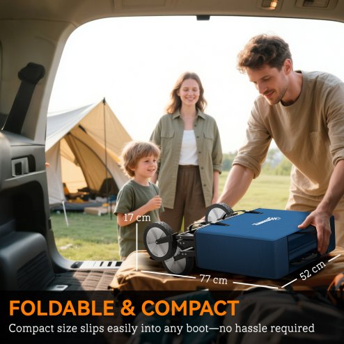 Outsunny 90L Festival Trolley on Wheels, Folding Camping Trolley Cart with Adjustable Handle, Portable for Outdoor, Garden, Shopping, Fishing, Navy Blue