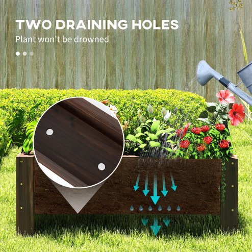 Outsunny 58L Garden Raised Bed Planter Grow Containers for Outdoor Patio Plant Flower Vegetable Pot Fir Wood, 100 x 36.5 x 36 cm, Carbonized Colour