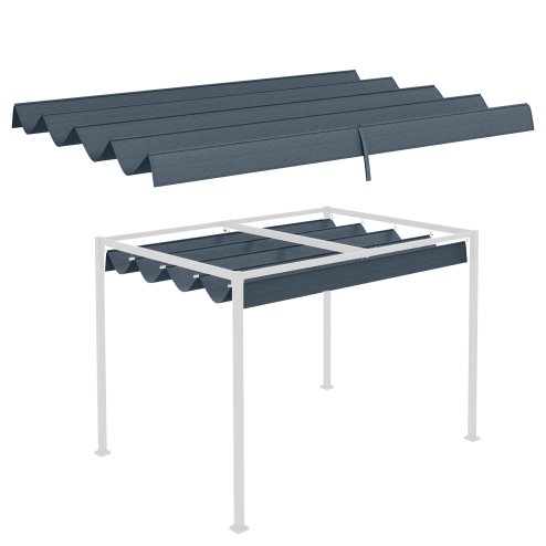 Outsunny Retractable Pergola Roof, Sun Shade Cover, UV30+ Protected Replacement Canopy Fabric for 2.85 x 2m Pergola, Dark Grey