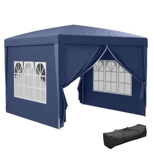 Outsunny 3 x 3(m) Pop Up Gazebo, Water and UV Resistant Party Tent Camping Canopy Marquee with Carry Bag, Blue Image