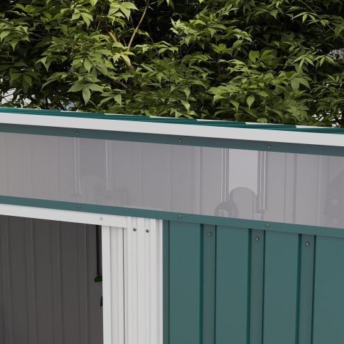 Outsunny 6.5 x 4FT Galvanised Metal Garden Shed with Foundation Kit, Lockable Tool Storage House with Double Sliding Doors and 2 Vents, Green