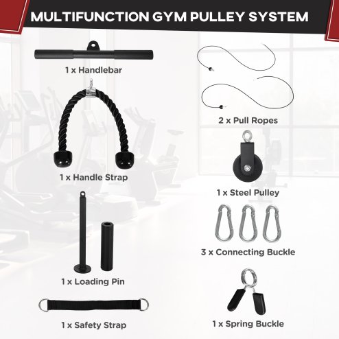 SPORTNOW Cable Machine Pulley System, Lat Pull Down System with DIY Loading Weight for Home Gym Biceps Triceps Arm Shoulder Back Training