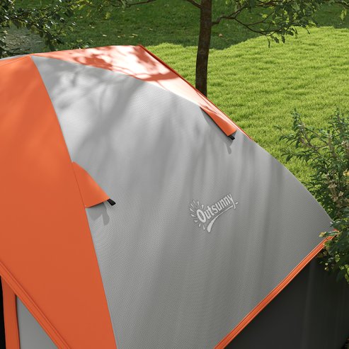 Outsunny Camping Tent, 2 Man Dome Tent, 3000mm Waterproof, with Sewn-in Groundsheet, Carry Bag and Top Hook, for Fishing Hiking Festival, Grey and Orange